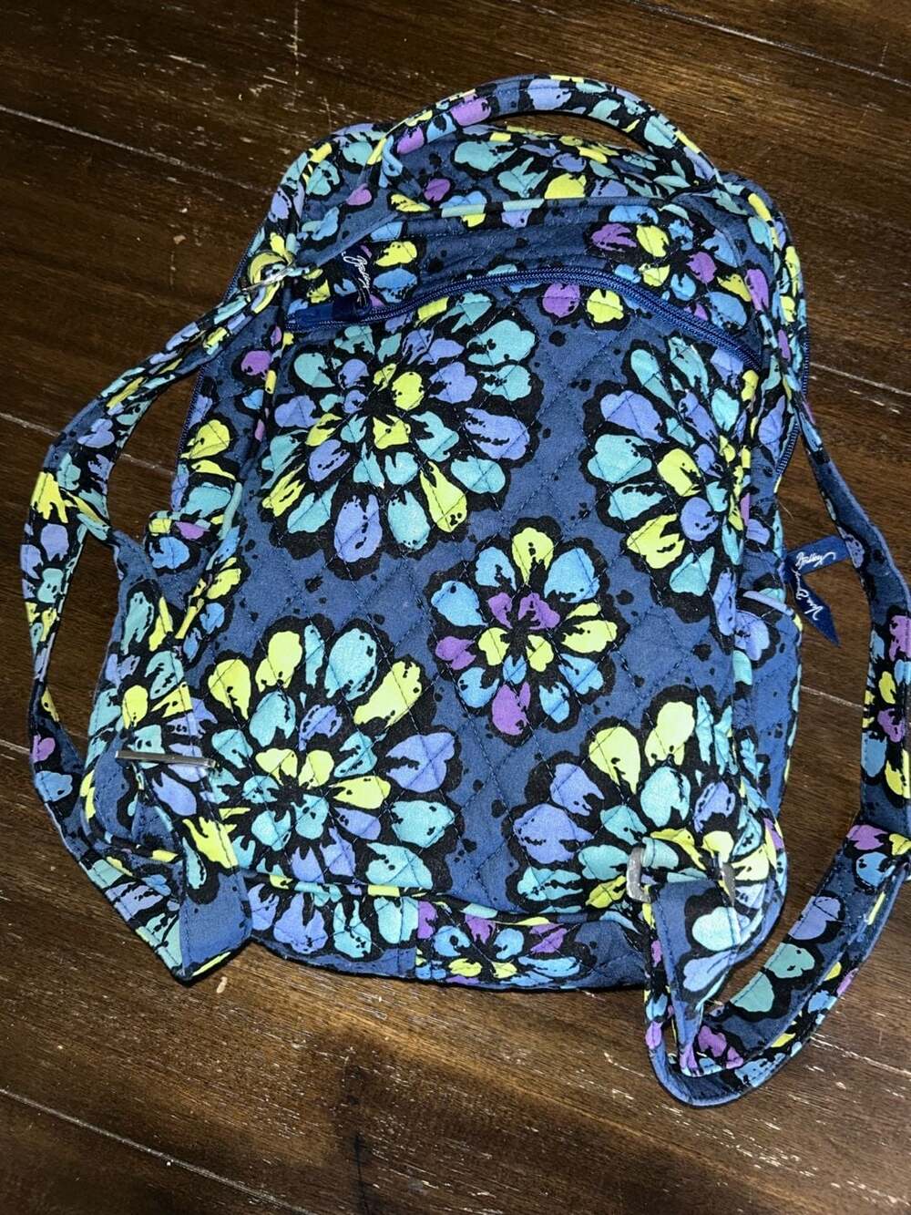 Vera Bradley Mini Backpack in Indigo Pop Quilted Cotton Pattern - Picture 3 of 6